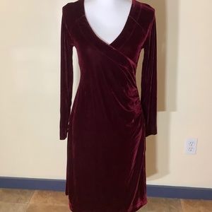 NWT Soft Surroundings Merlot Velvet Wrap Dress